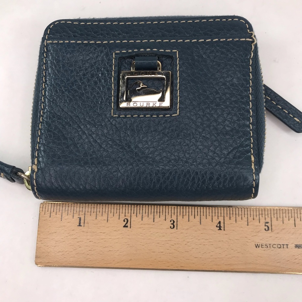 Dooney & Bourke Navy Blue Small Pebbled Grain Leather Zip Around Wallet - Picture 9 of 9
